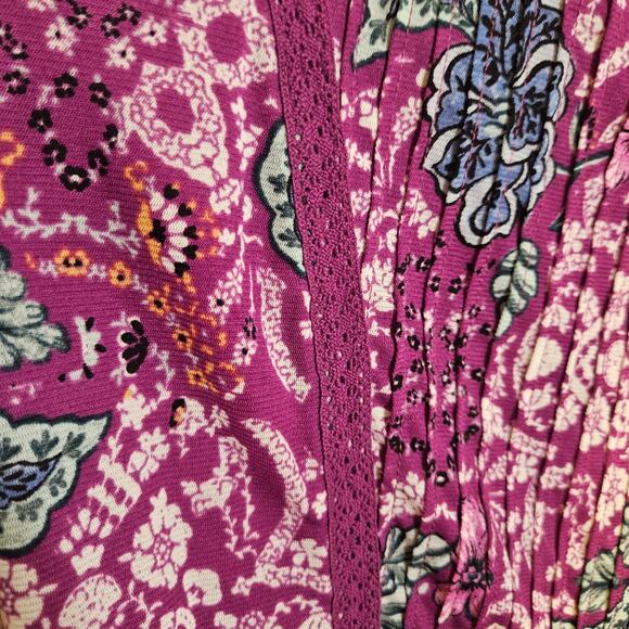 Style & Co Boho Purple Floral Flower Tunic Top 100% Nylon Size Medium M - Picture 4 of 10